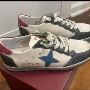 Men's White and Blue Star Sneakers